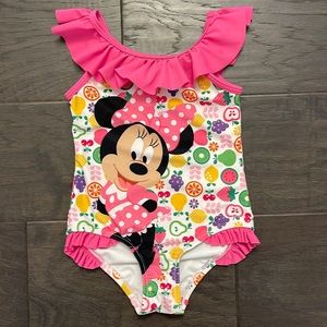 Disney Minnie Mouse EUC fruit Swimsuit bathing suit size 4